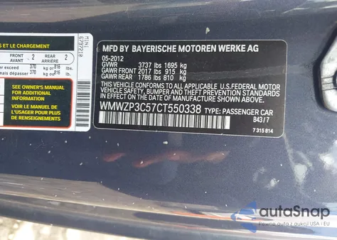 2012 Mini Cooper S z USA, uszkodzony, nr VIN WMWZP3C57CT550338